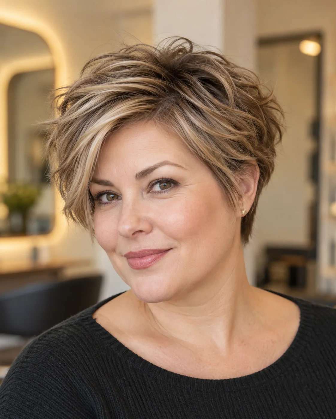 Short textured pixie-bob with a tapered nape