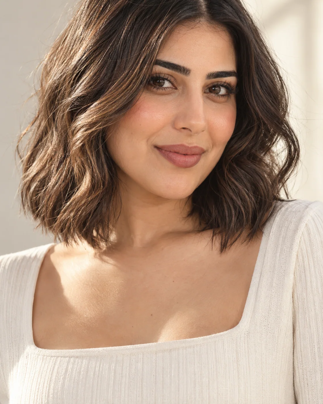 Collarbone-length lob with soft loose waves