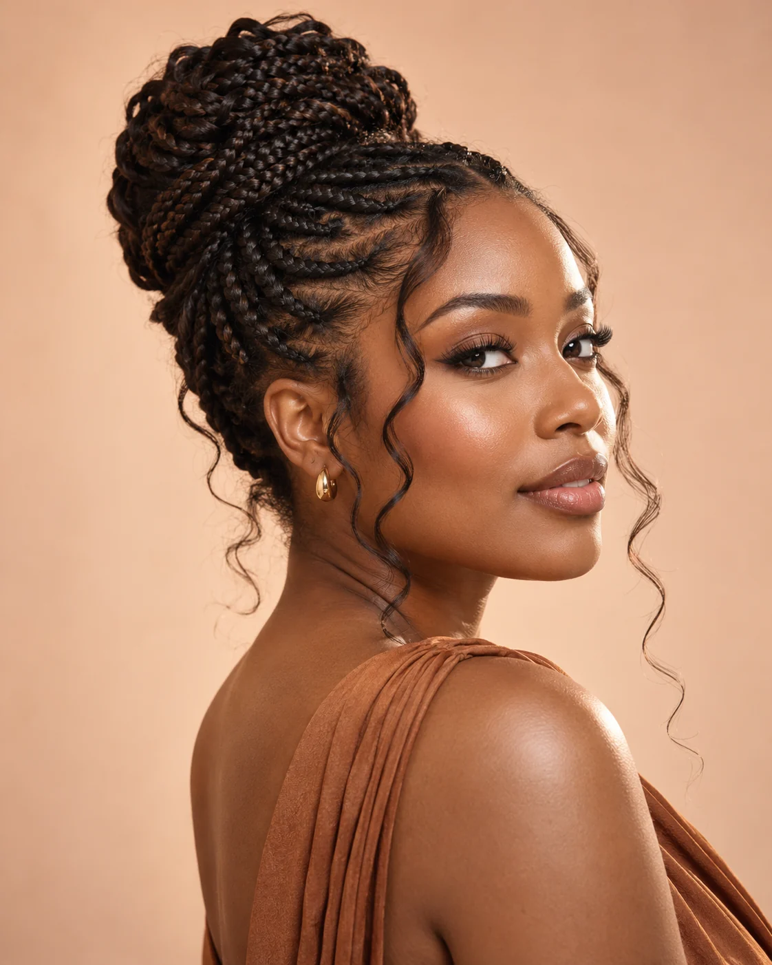 Woman wearing an elegant braided updo