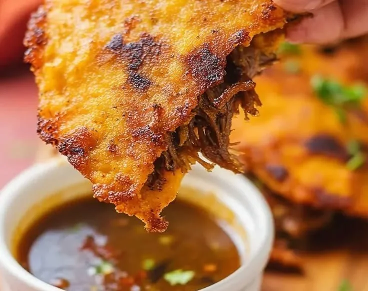 Authentic Mexican birria tacos served with delicious consommé