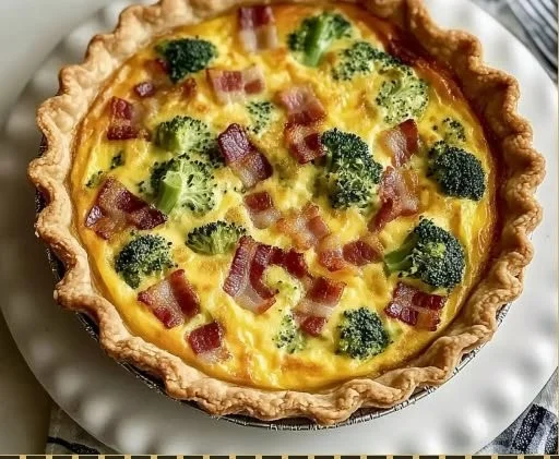 Delicious broccoli cheddar quiche baked to perfection