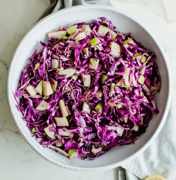 Crispy Red Cabbage and Apple Slaw