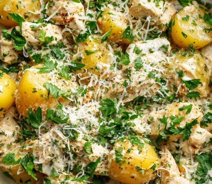 Crockpot Garlic Parmesan Chicken and Potatoes