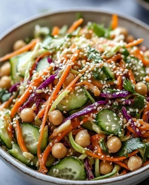 Elevate Your Lunch with Asian Cucumber and Chickpea Slaw