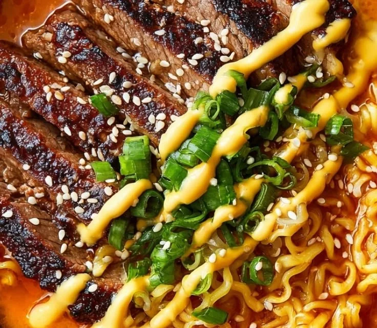 Spicy Korean Ramen with Smoky Grilled Beef