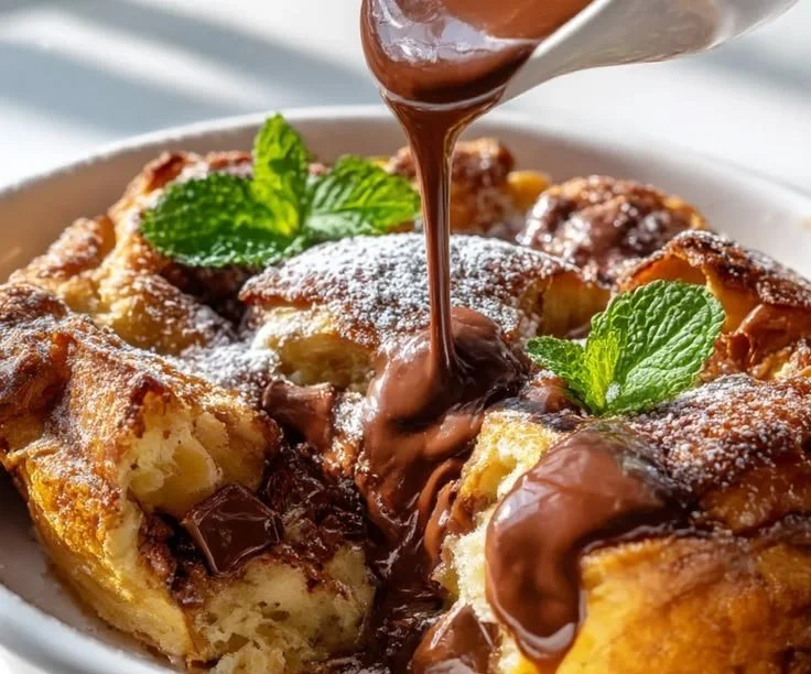 Chocolate Croissant Bread Pudding