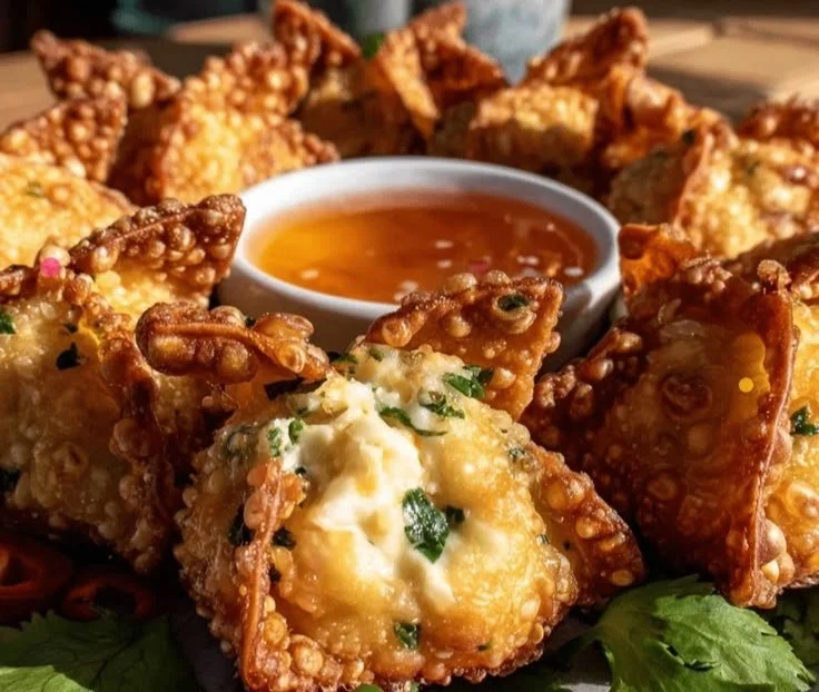 Crispy Air Fryer Crab Rangoon Recipe Easy Homemade Appetizer with Sweet Chili Sauce