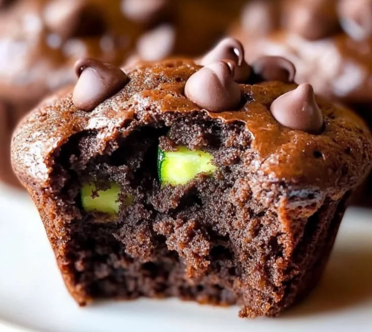 Double chocolate zucchini muffins with rich chocolate flavor and healthy ingredients.