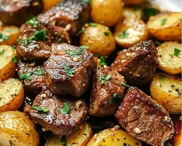Garlic Steak Pieces and Potatoes