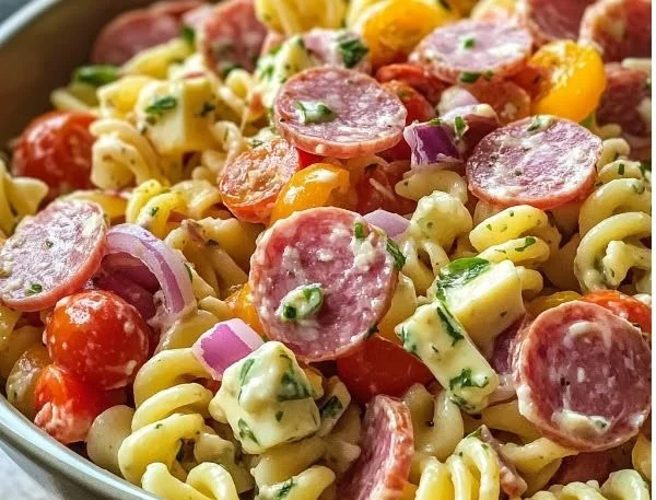 Grinder Pasta Salad with Salami and Provolone