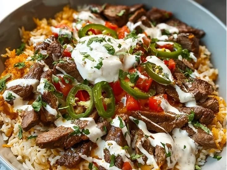 Steak Queso Rice Bowl