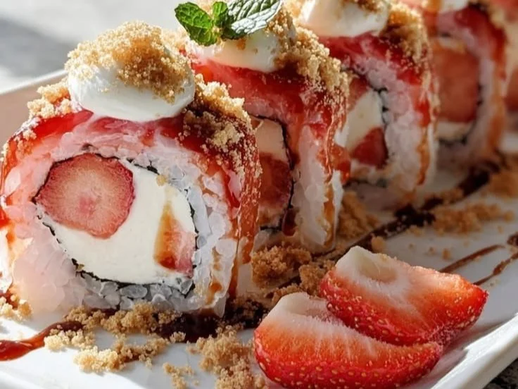 Strawberry Shortcake Sushi Rolls