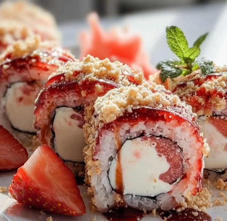 Strawberry Shortcake Sushi Rolls