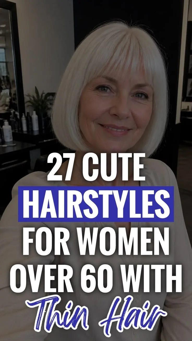 Cute hairstyle for women over 60 with thin hair, showcasing elegant styling options.