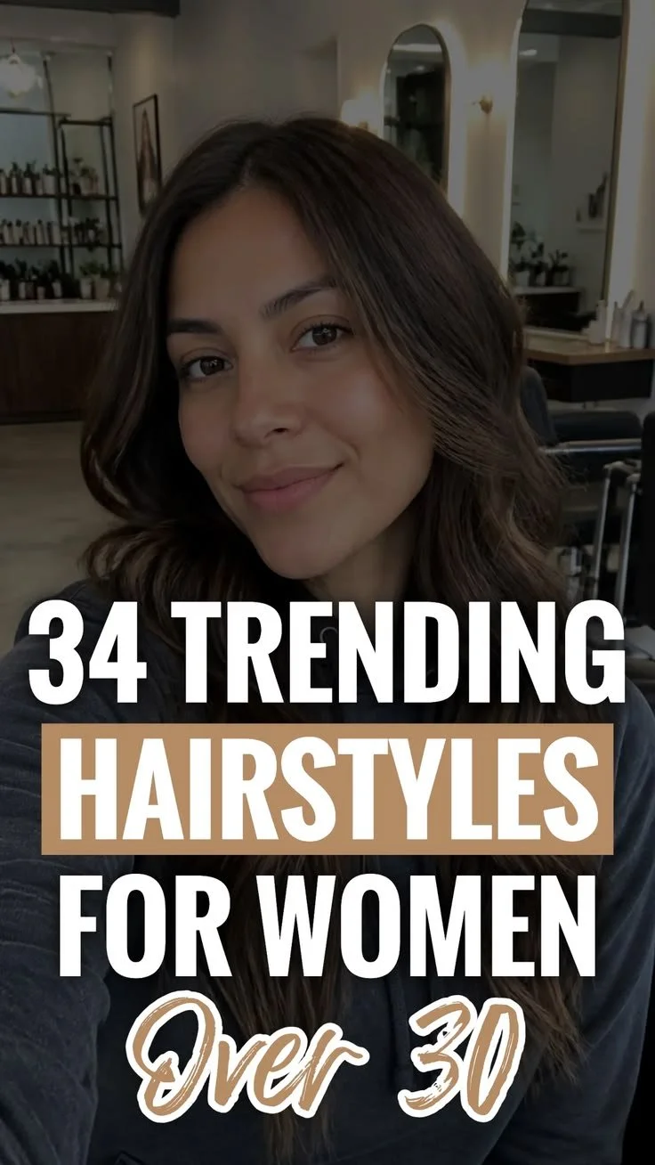 Trending hairstyles for women over 30 showcasing elegant and stylish looks.